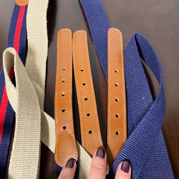 3 Vintage Coach Belt Mens 36 Navy • Tan • Natural Linen  display picture 2